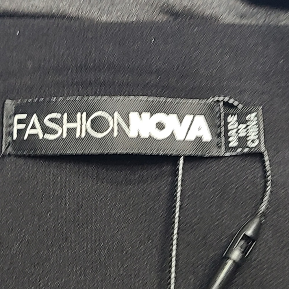 Fashion Nova Becky Blazer Mini Dress Women Large Black NEW Satin Lapel - Picture 4 of 7